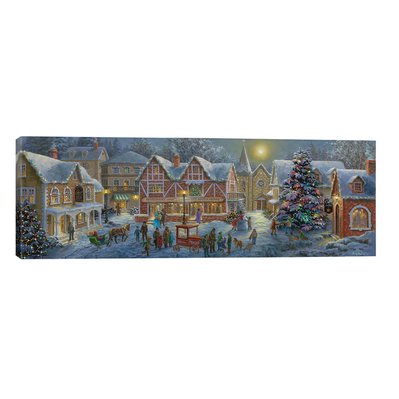 Christmas Village by Nicky Boehme - Panoramic Painting on Canvas, 121.92 cm H x 40.64 cm W x 1.91 cm D, No Frame