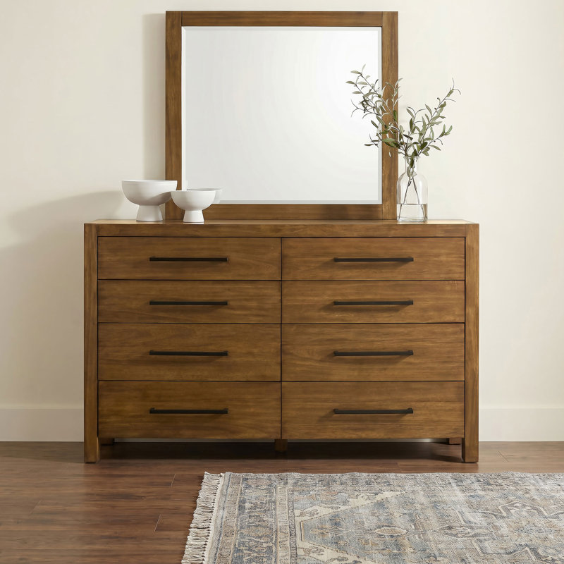 Commode transitionnelle 61,65 "avec miroir, brun chaud