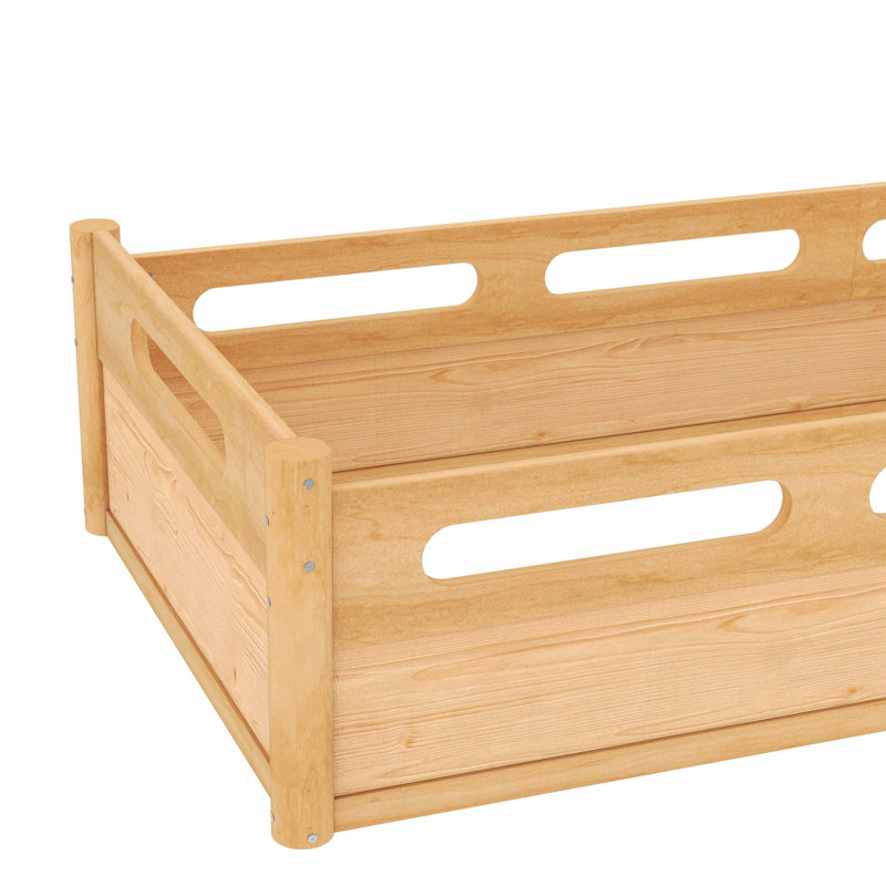 Lit plateforme simple avec garde-corps pleine longueur, base de lit simple à profil bas, aucun sommier tapissier requis