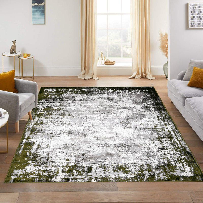 Abstract Area Rug, Rectangle 120 x 170 cm, Green