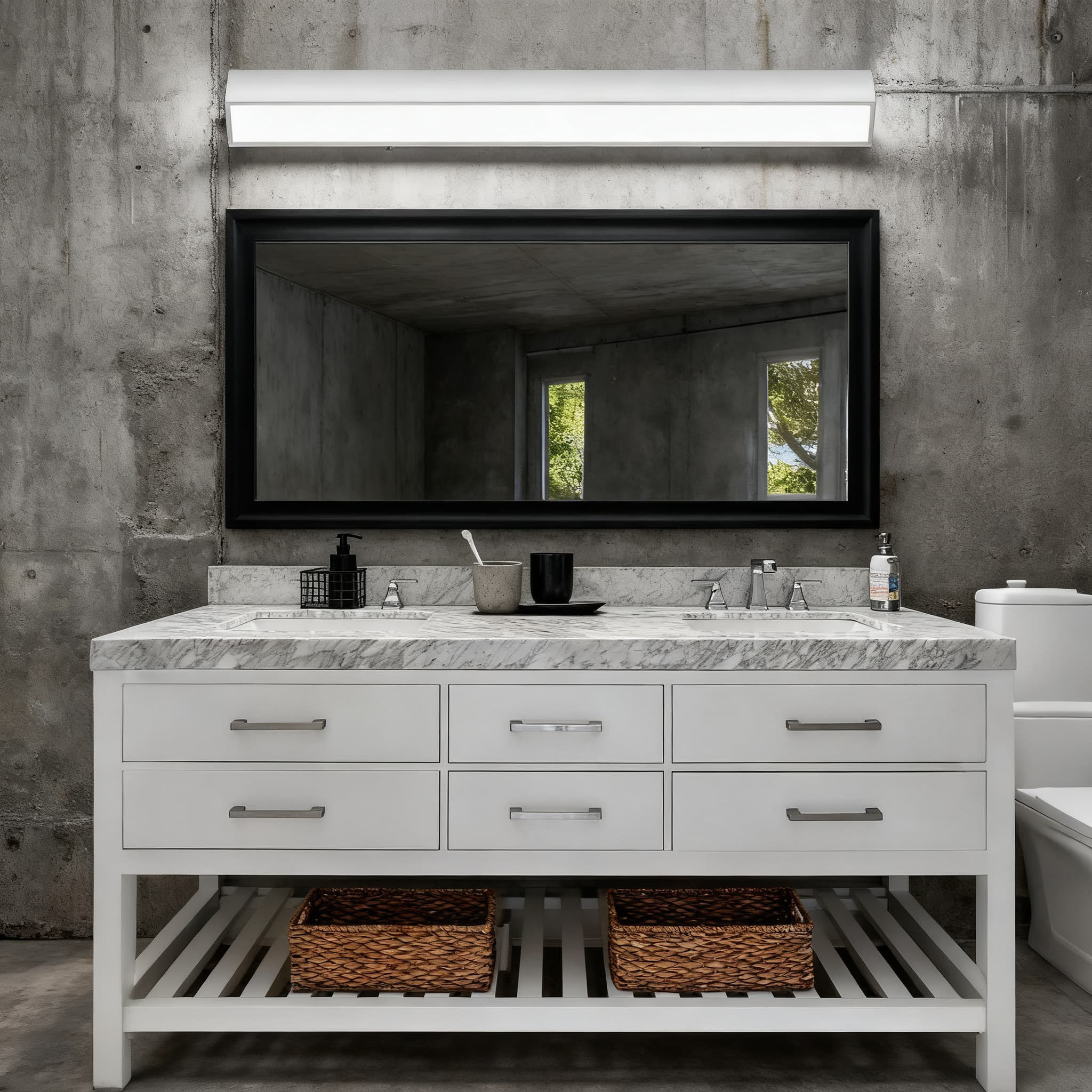 Transitional 40 Inch Vanity Orren Ellis 40-Inch Modern LED Bathroom Vanity Light Bar With Frosted ...