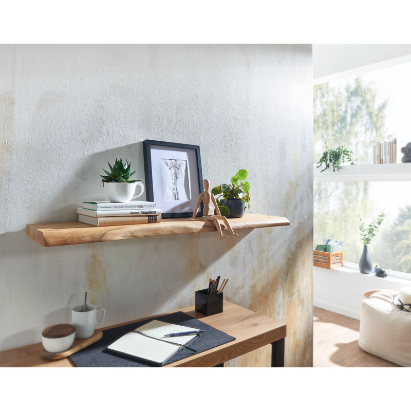 Salters Acacia Solid Wood Floating Shelf, 4cm H x 100cm W x 26cm D
