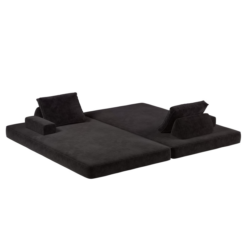 Canapé-lit convertible multifonctionnel de 86,6 pouces avec dossiers et coussins, tissu en chenille moelleux, méridienne, manette de jeu, canapé rembourré moderne pour le salon et le bureau