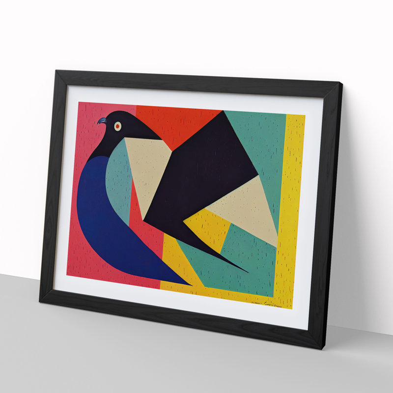Abstract Pigeon Bird Vol.4 - Framed Print, Black, 46cm H x 64cm W x 2cm D
