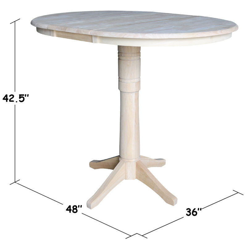 Ileia Extendable Solid Wood Dining Table, Unfinished/Finish
