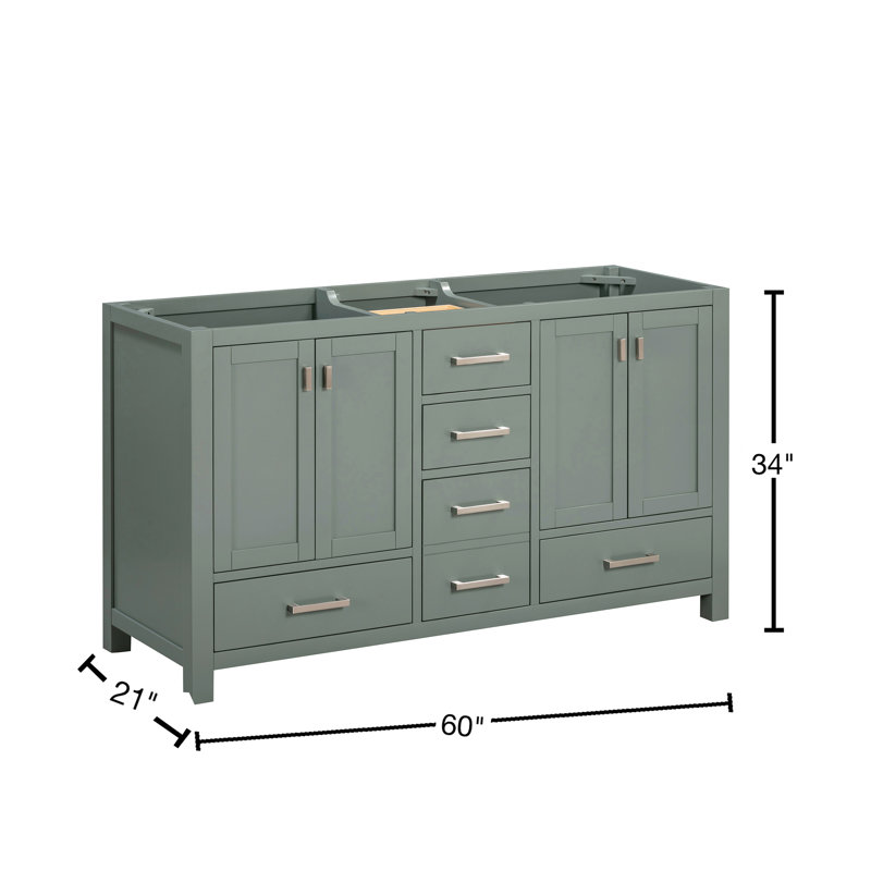 Modero 60'' W Double Bathroom Vanity Base, Smoke Green
