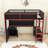 Modern Loft Bed with Built-in Desk, Pegboard Organizer, LED Lighting and Storage Shelves-715236154-715236148