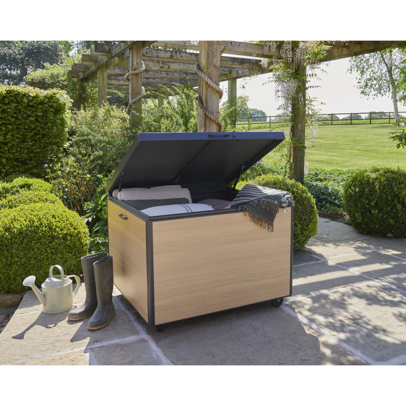 Norfolk Leisure Royce Storage 100cm W 483L Aluminum Lockable Deck Box with Wheels in Beige