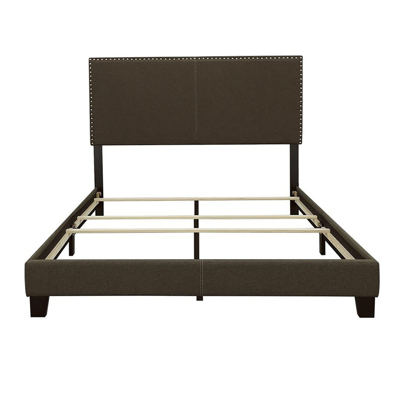 Lit simple transitionnel avec revêtement gris anthracite et pieds robustes