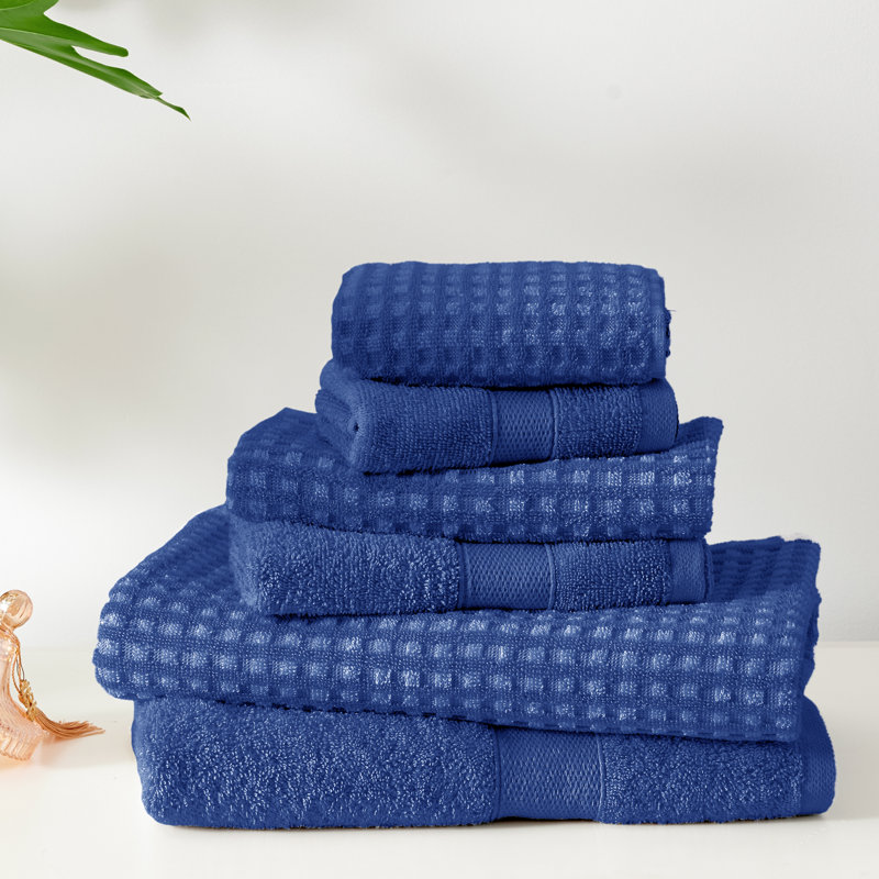 Ensemble de serviettes 6 pièces 100% coton, Bleu