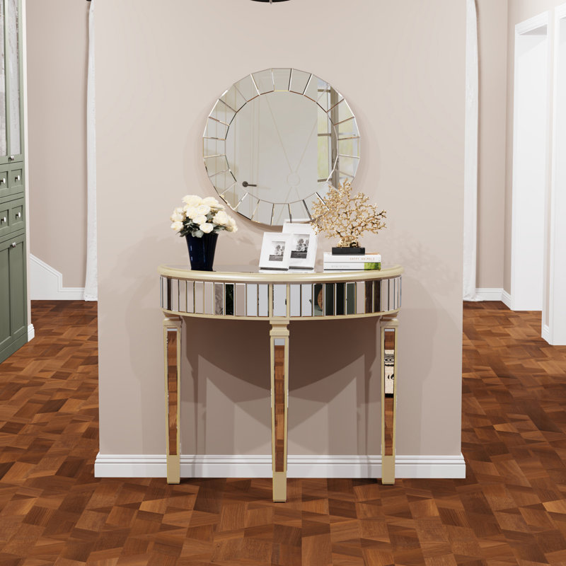 Adriatik 35.4" Half-Round Mirrored Console Table