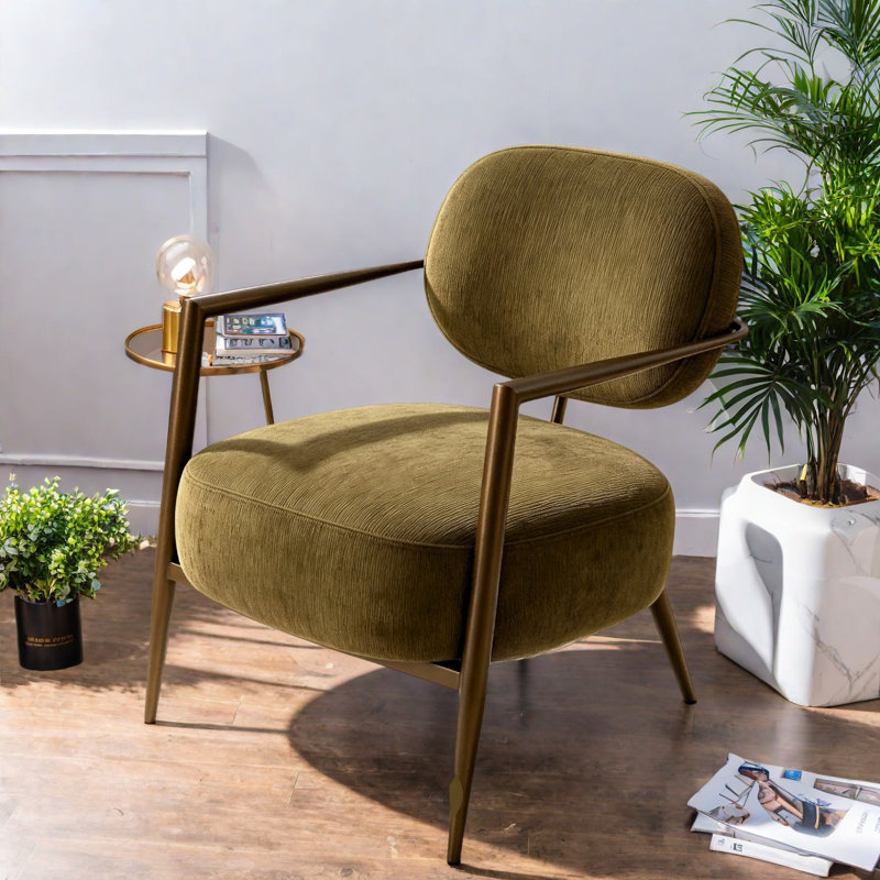 Chaises d'appoint modernes, chaise longue compacte en tissu vert pour la maison