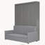 Grand lit escamotable mural avec coussin, gris