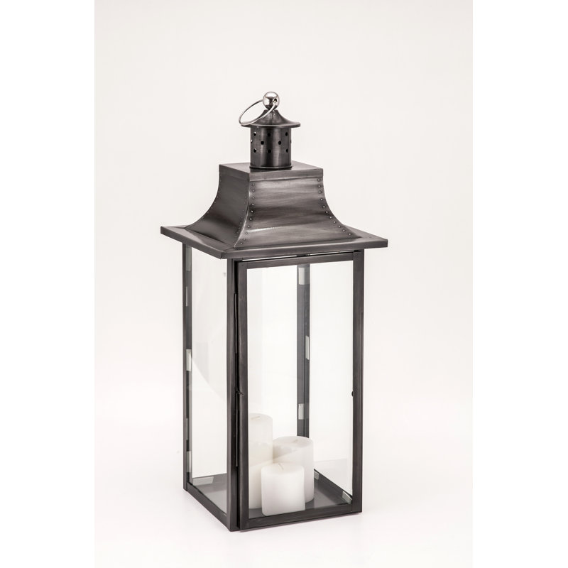 Grande lanterne empire en métal et verre Empire, H 29 po x l 12 po x P 12 po