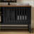 TV Furniture 63” Mid Century Modern Black TV Stand with Storage &amp; Slatted Grille Doors | MDF | TV Size Ranges 60-69 Inches