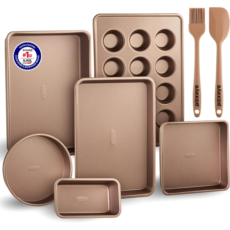 Ensemble de plats de cuisson antiadhésifs en acier 8 pièces Bakken, Or