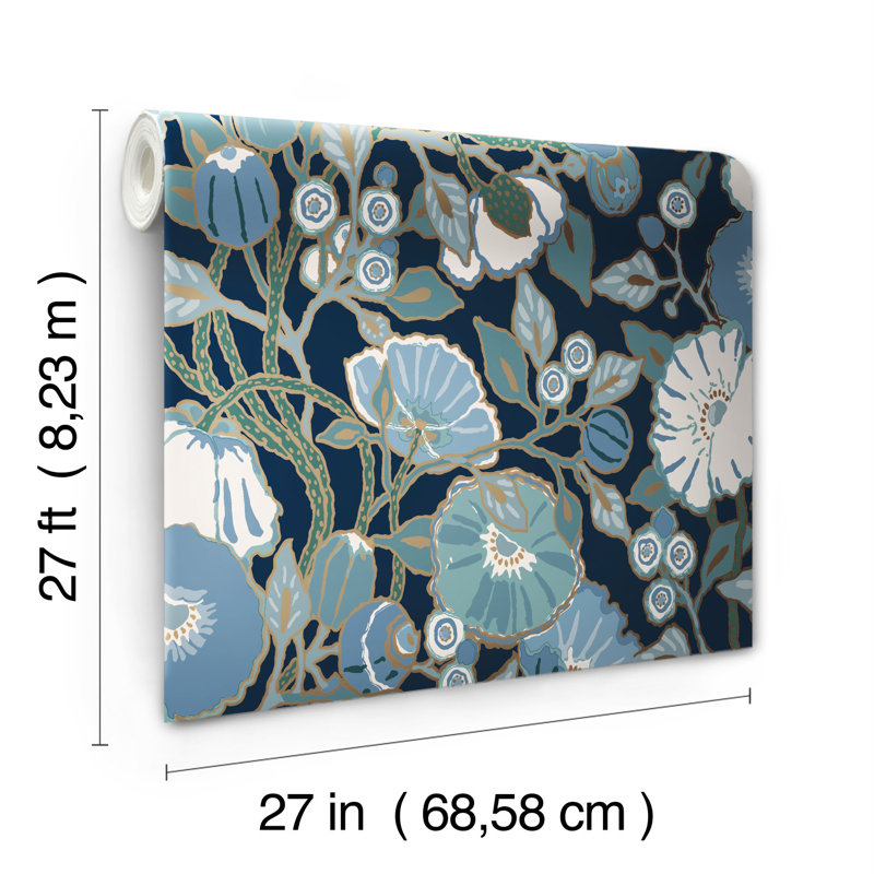 Kibby Floral Roll, Black/Blue Metallic