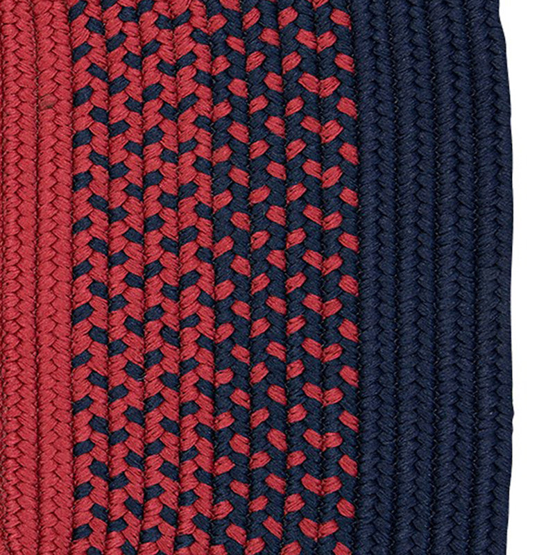 Tapis intérieur / extérieur bleu marine / rouge Hereth, Ovale 2 pi x 4 pi