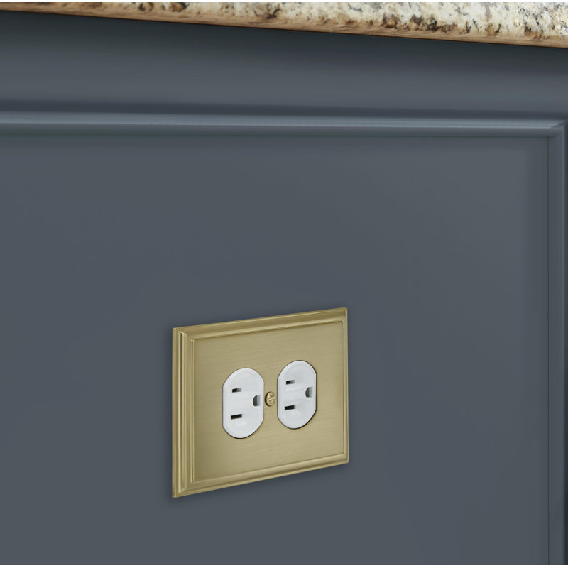Mulholland 1-Gang Duplex Outlet Wall Plate, Golden Champagne