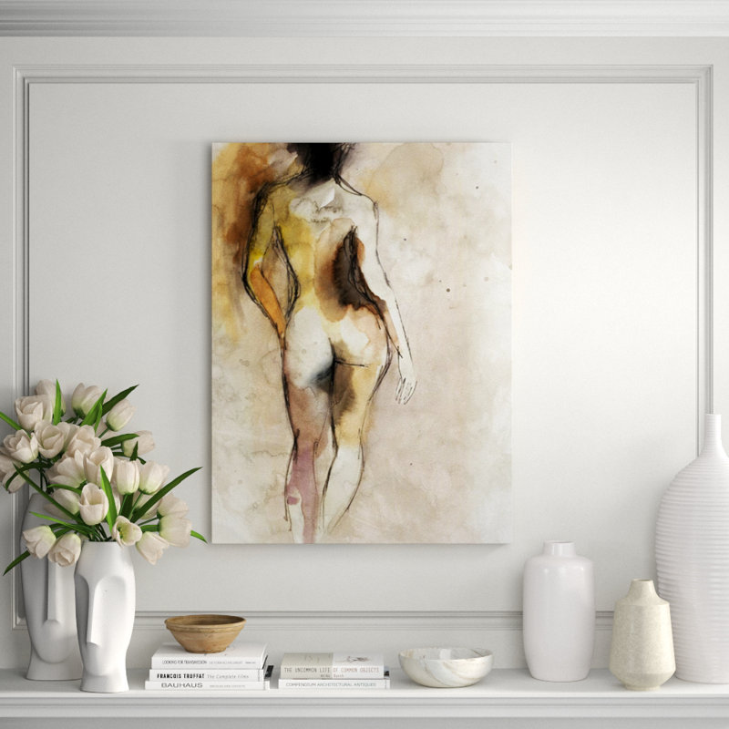Nude Figure I Print by Emma Brooks, 32" H x 24" W x 1.5" D, Glass Coat