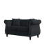 Canapé Chesterfield en velours noir à 3 places avec accoudoirs roulés et garniture cloutée pour la chambre