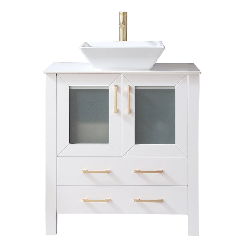 30'' White Modern Free-Standing Single Bathroom Vanity Set