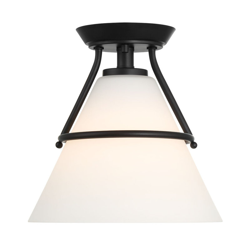 1 LT Ceiling Light in Matte Black, White Opal, Matte Black