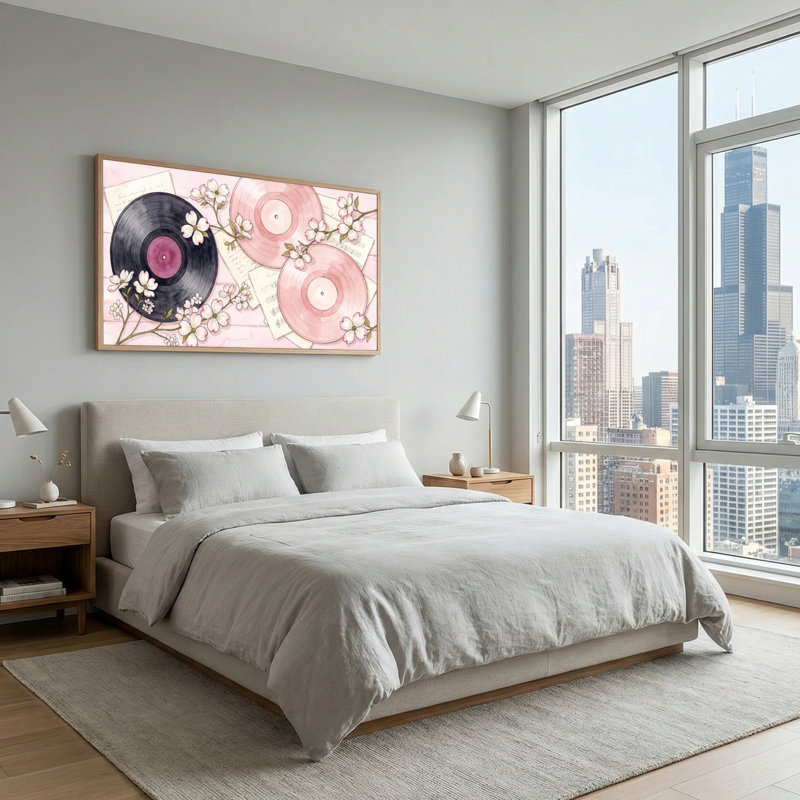 Ensemble de 1 tableau mural en vinyle à motif de fleurs sur toile, L 40 po x H 20 po, Naturel