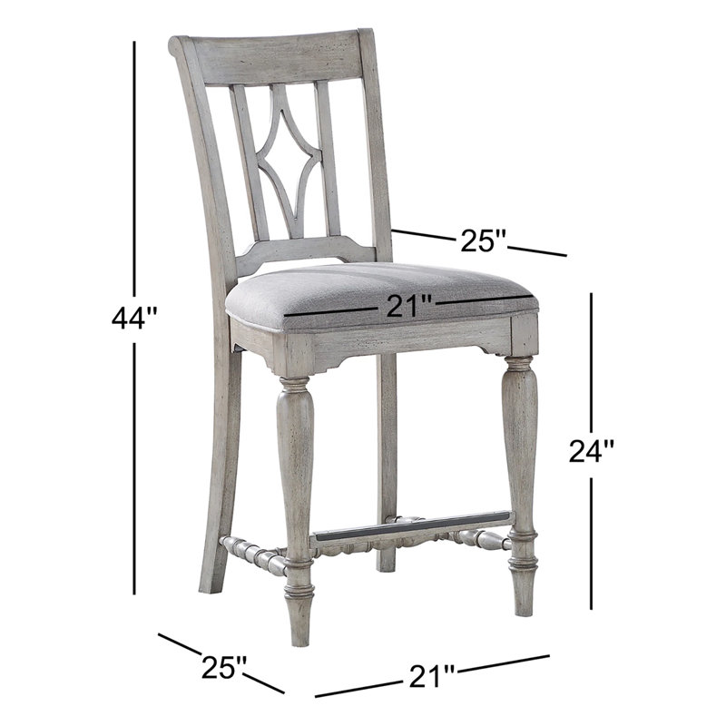 Secor Upholstered Counter Stool with Solid Wood Frame, Graywash