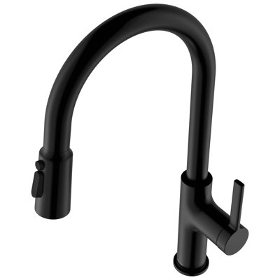 Karran Pull-Down Kitchen Faucet with Blade Spray, 3-Function Sprayer, High-Arc, in Matte Black