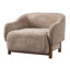 Fauteuil d'appoint Bronte en chenille de style moderne du milieu du siècle, avec accoudoirs encastrés, dossier fixe et pieds en bois d'hévéa et de noyer.-135937414