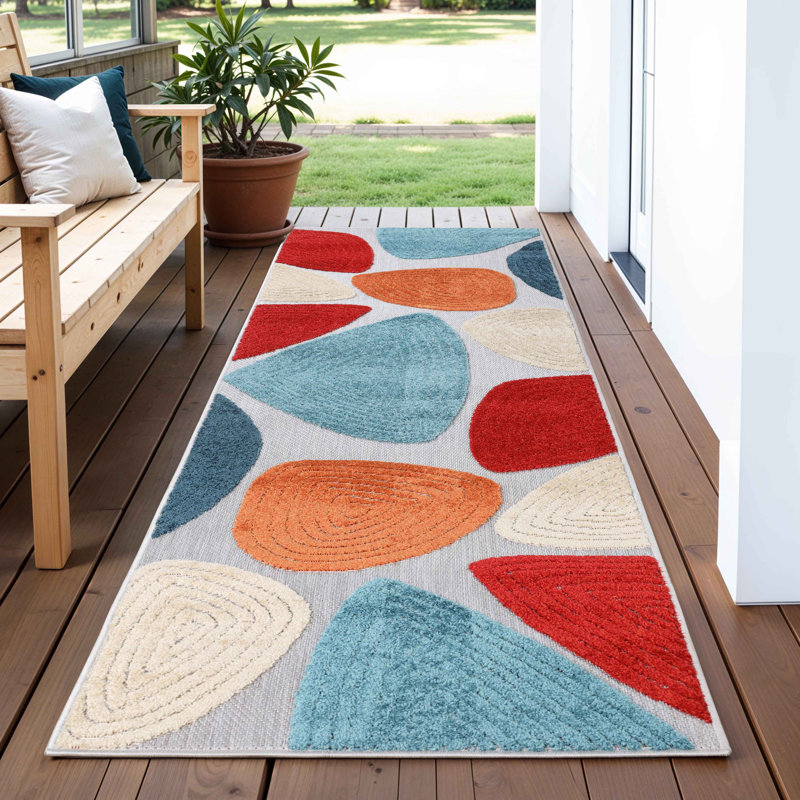 Mendosa Tulip Modern Geometric Indoor Outdoor Area Rug, Runner 2'3" x 8'