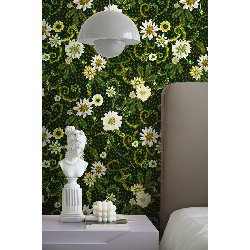 Yuki Osada Floral Wallpaper Double Roll, Moss