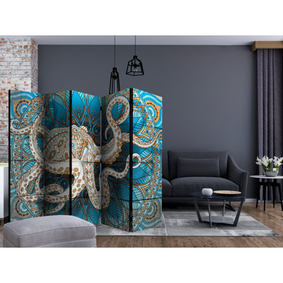 Gaspard 225cm W x 172cm H 5 - Panel Folding Room Divider