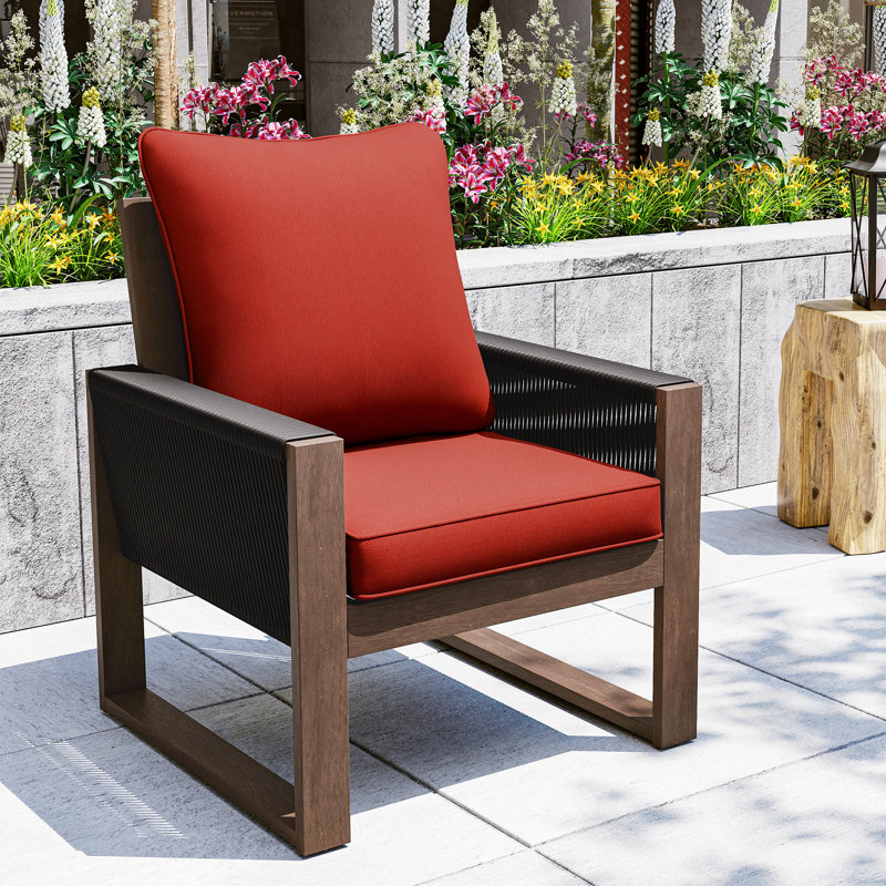 Chaise en osier de bois avec coussins, Rouge