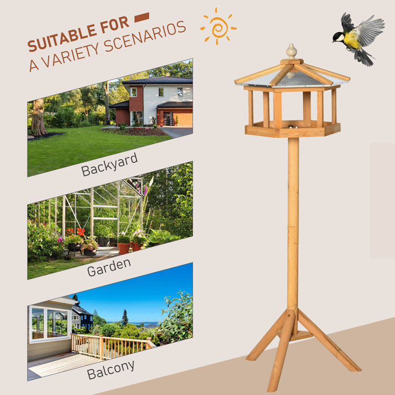 Wood Freestanding Gazebo Bird Feeder