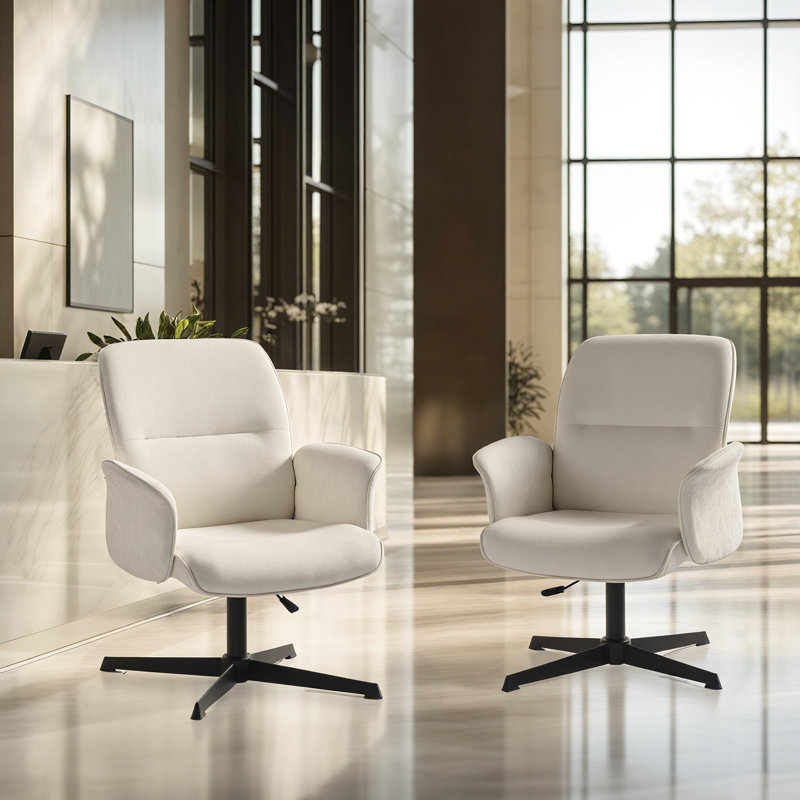 Sièges d'invité rembourrés réglables commerciaux avec chaises pivotantes avec base sans roulettes pour la réception, Beige