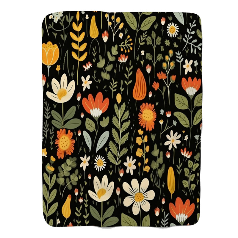 Boho Florals - Couverture sherpa de qualité supérieure 1 pièce, Grand lit