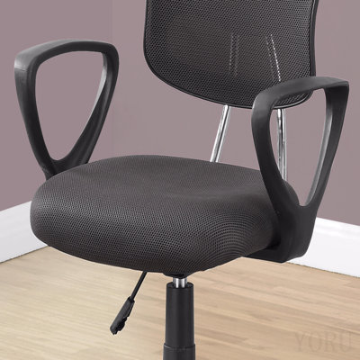 Office Chair, Adjustable Height, Swivel, Ergonomic, Armrests, Computer Desk, Work, Juvenile, Grey Mesh, Black Metal, Contemporary, Modern