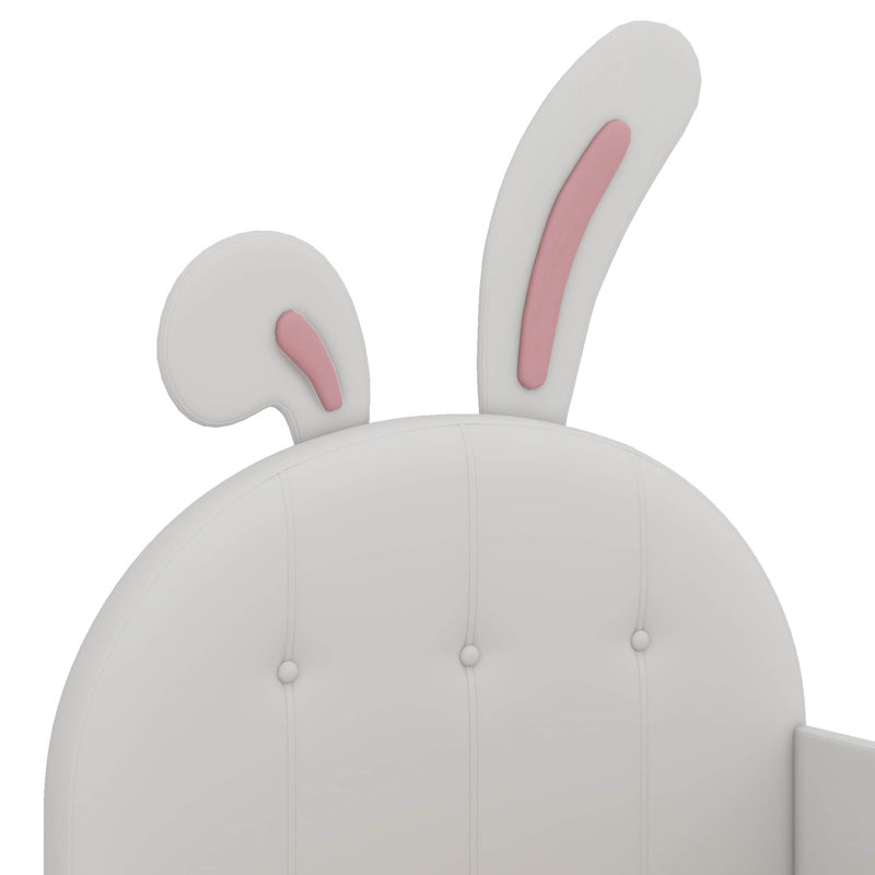 Lit princesse en forme de lapin revêtu de tissu pour lit simple, Blanc