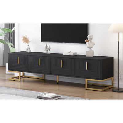 Dune Modern Luxury TV Stand with Metal Leg & Adjustable Shelves