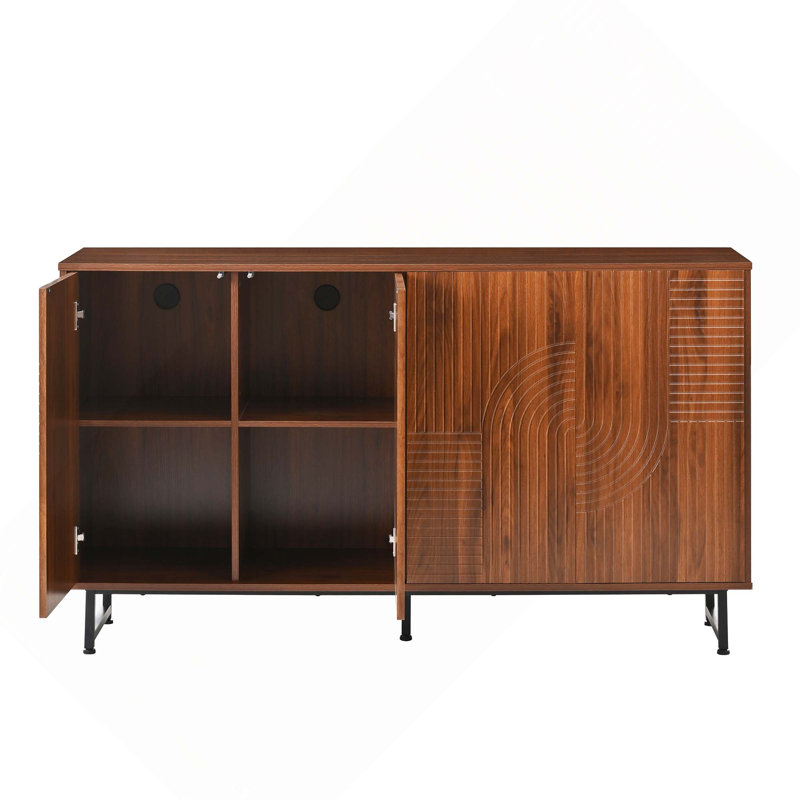 Buffet Mid-Century moderne avec pieds en métal, crédence polyvalente pour le salon, la salle à manger, le vestibule