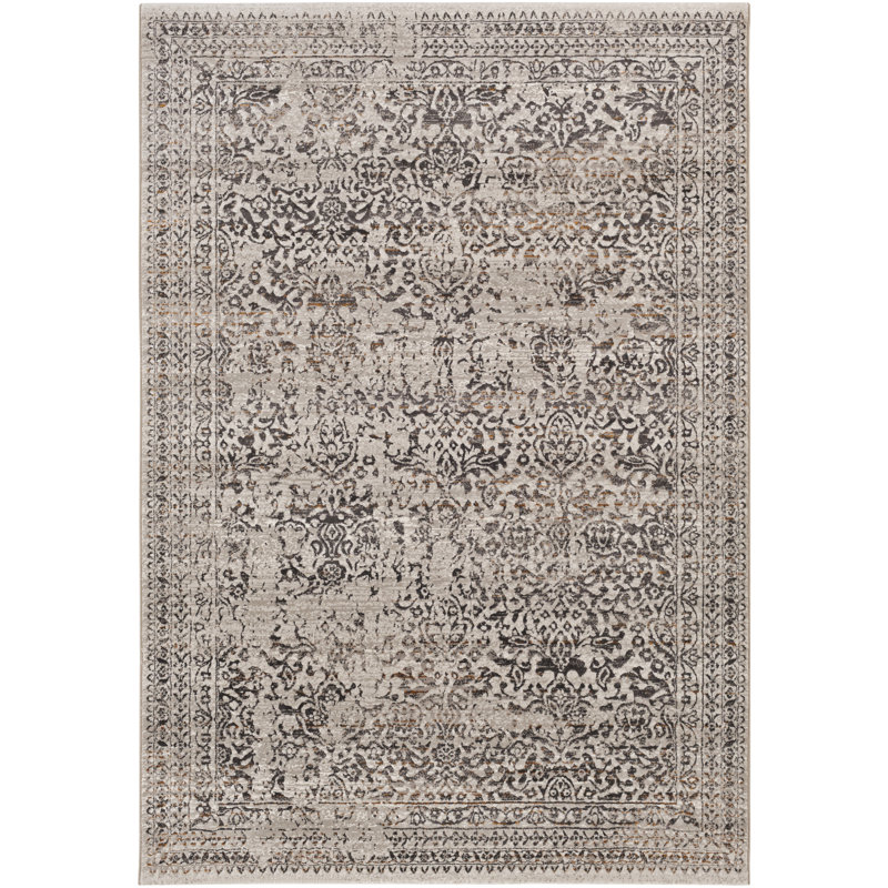 Tapis brun foncé à motif floral Chesler, Rectangle 2 pi x 3 pi