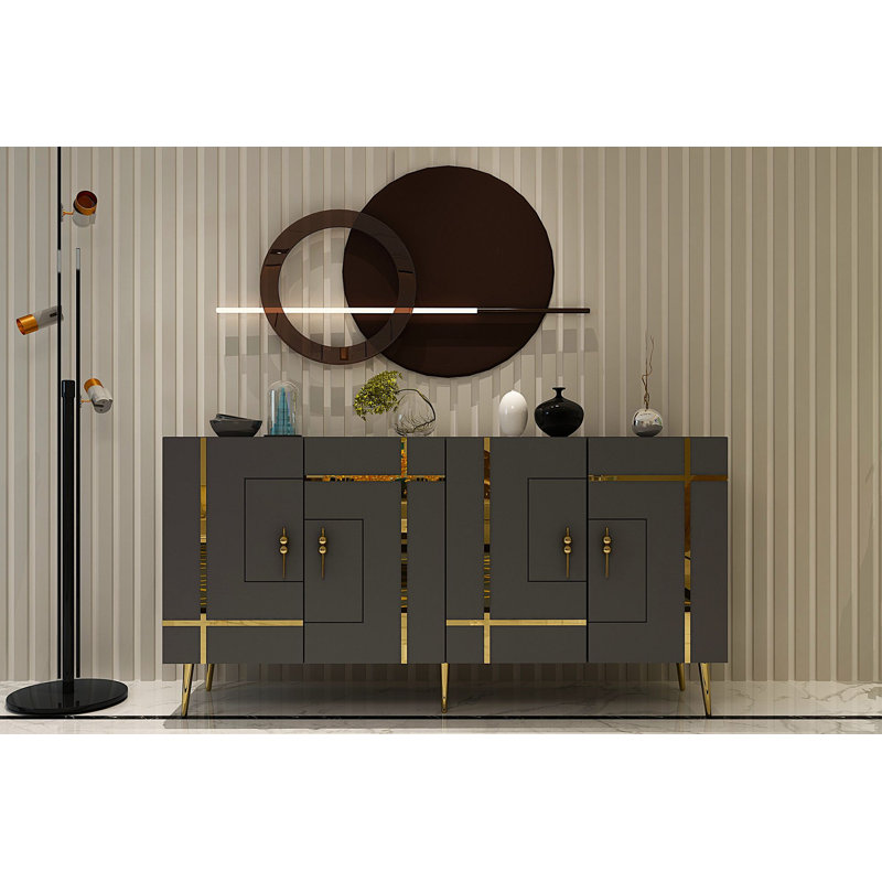 Olivia 150cm Console Table, Grey/Gold