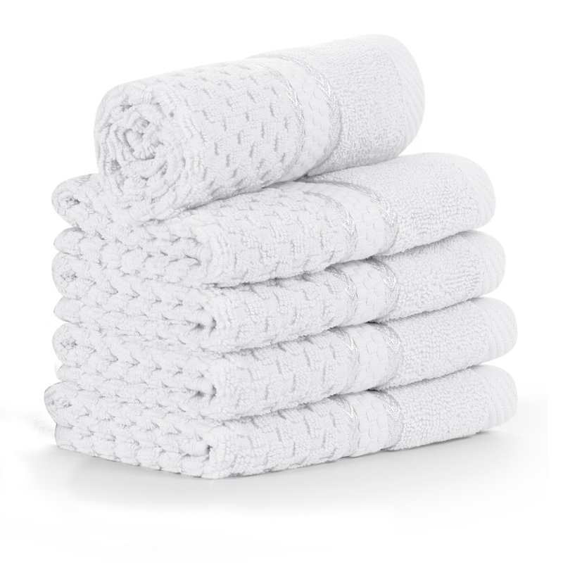 Collection de serviettes texturées 100% coton Mulaayam, Blanc