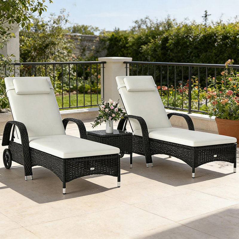 Ensemble de chaises longues d'extérieur 3 pièces