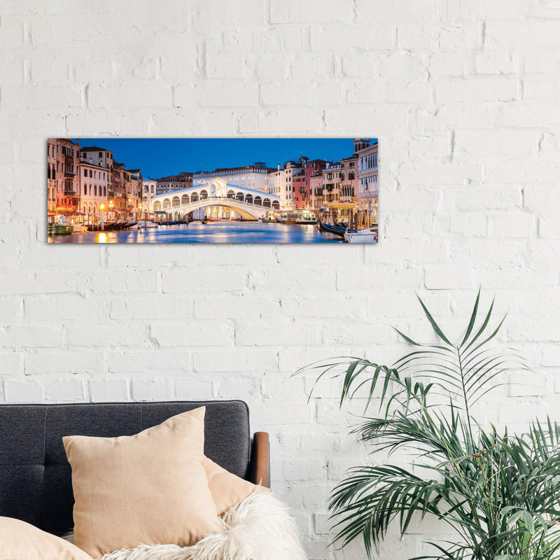 Rialto Bridge At Night, Venice by Matteo Colombo - No Frame Panoramic Print on Canvas, 182.88 cm H x 60.96 cm W