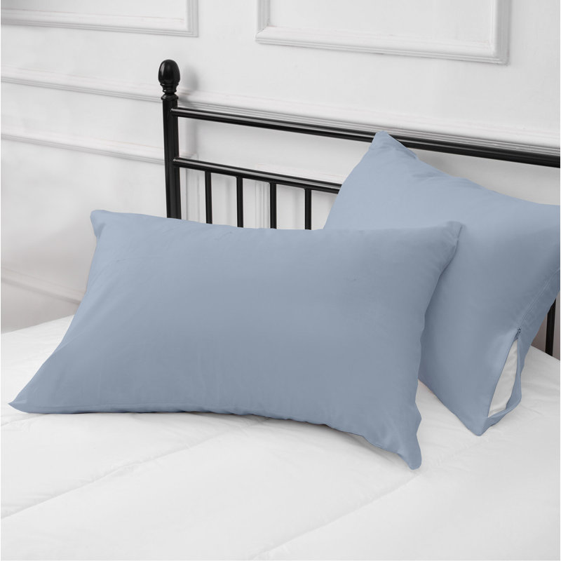 Taie d'oreiller 100% coton 300 fils, Taie d'oreiller très grande, Bleu clair