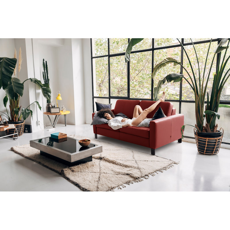 Najmul Genuine Leather Foldable Sofabed with Mattress, Red