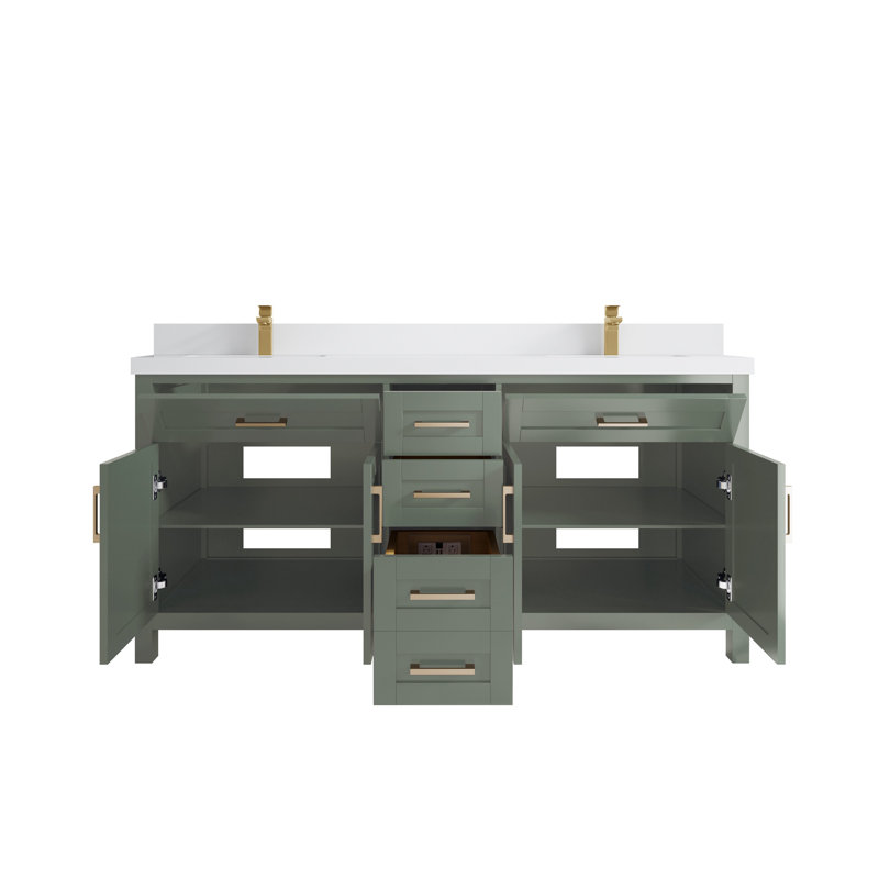 Cambridge 72'' Double Bathroom Vanity with Top, White